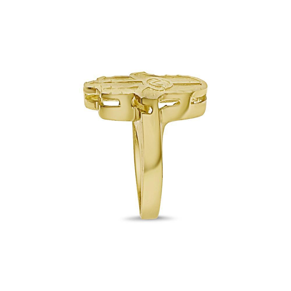 10k Yellow Gold Hamsa Hand Ring Eye of Protection Amulet