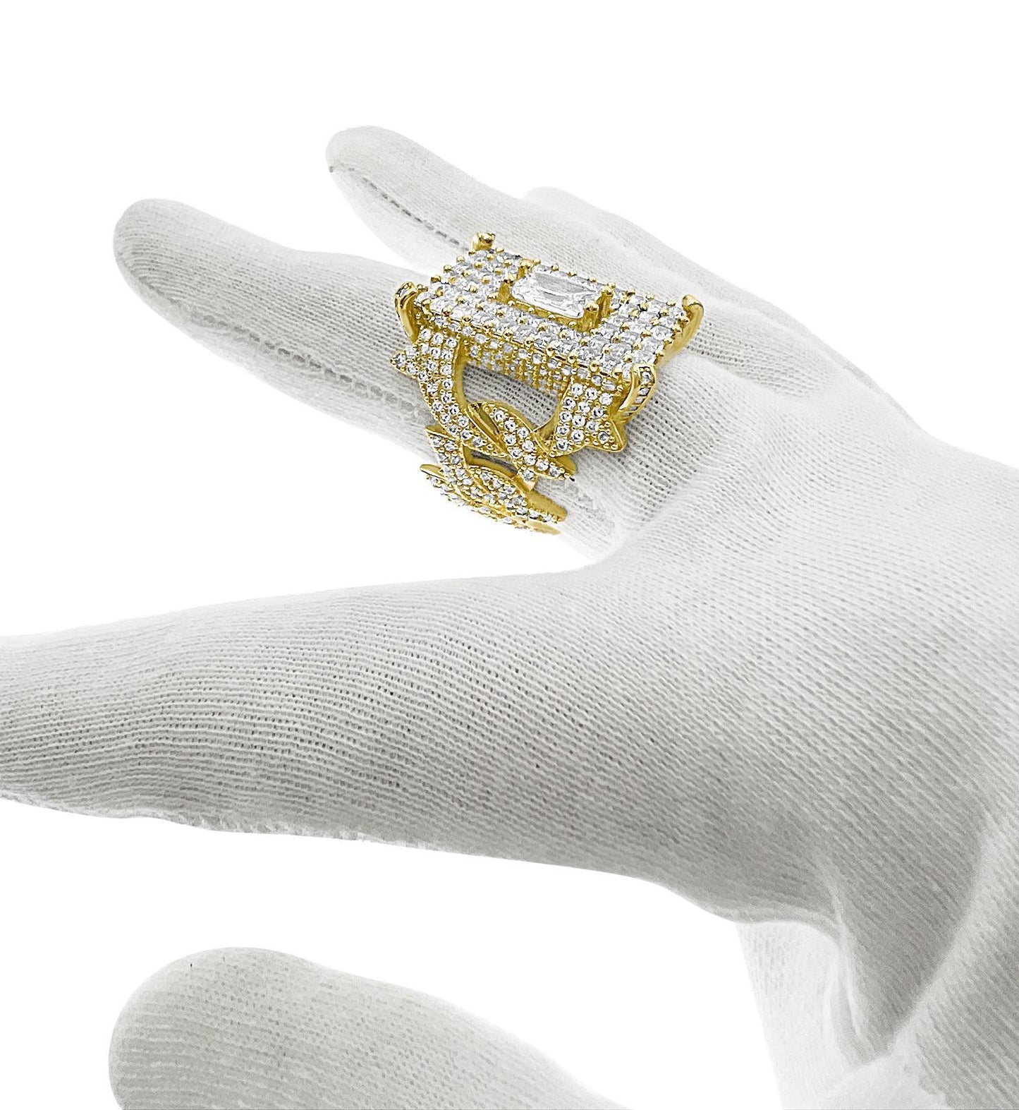 10k Gold Ring Mens CZ Iced Band Size 10