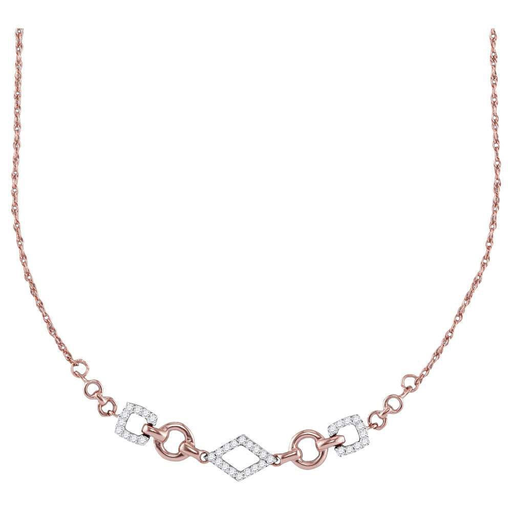 0.20 ctw Diamond Necklace 14K Rose Gold Geometric Open Shape Design Singapore Chain