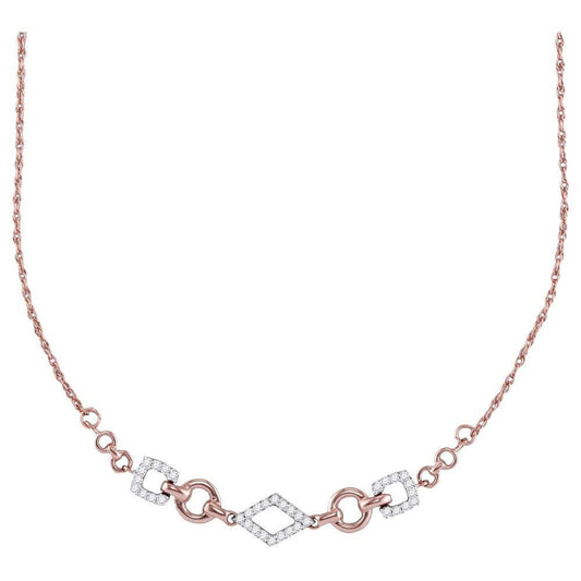 0.20 ctw Diamond Necklace 14K Rose Gold Geometric Open Shape Design Singapore Chain