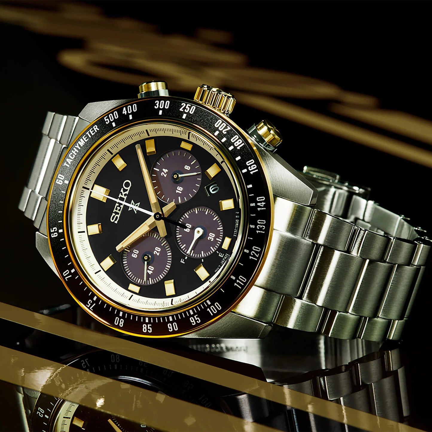 Seiko Prospex Speedtimer Solar Chronograph Mens Black Dial Watch SSC941