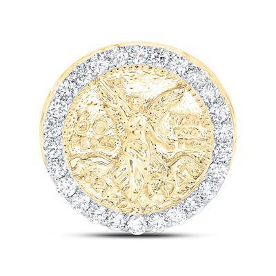 1.33ctw Diamond Centenario Coin Men's Ring Halo 10K Yellow Gold