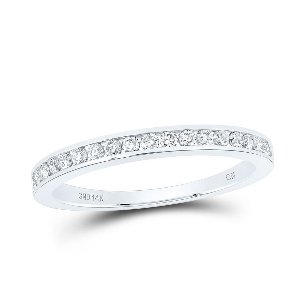 0.25 cttw Round Diamond Single Row Womens Wedding Band 14k White Gold