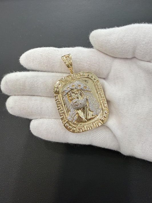 0.62ctw Diamond Jesus Christ Head Pendant 10K Yellow Gold