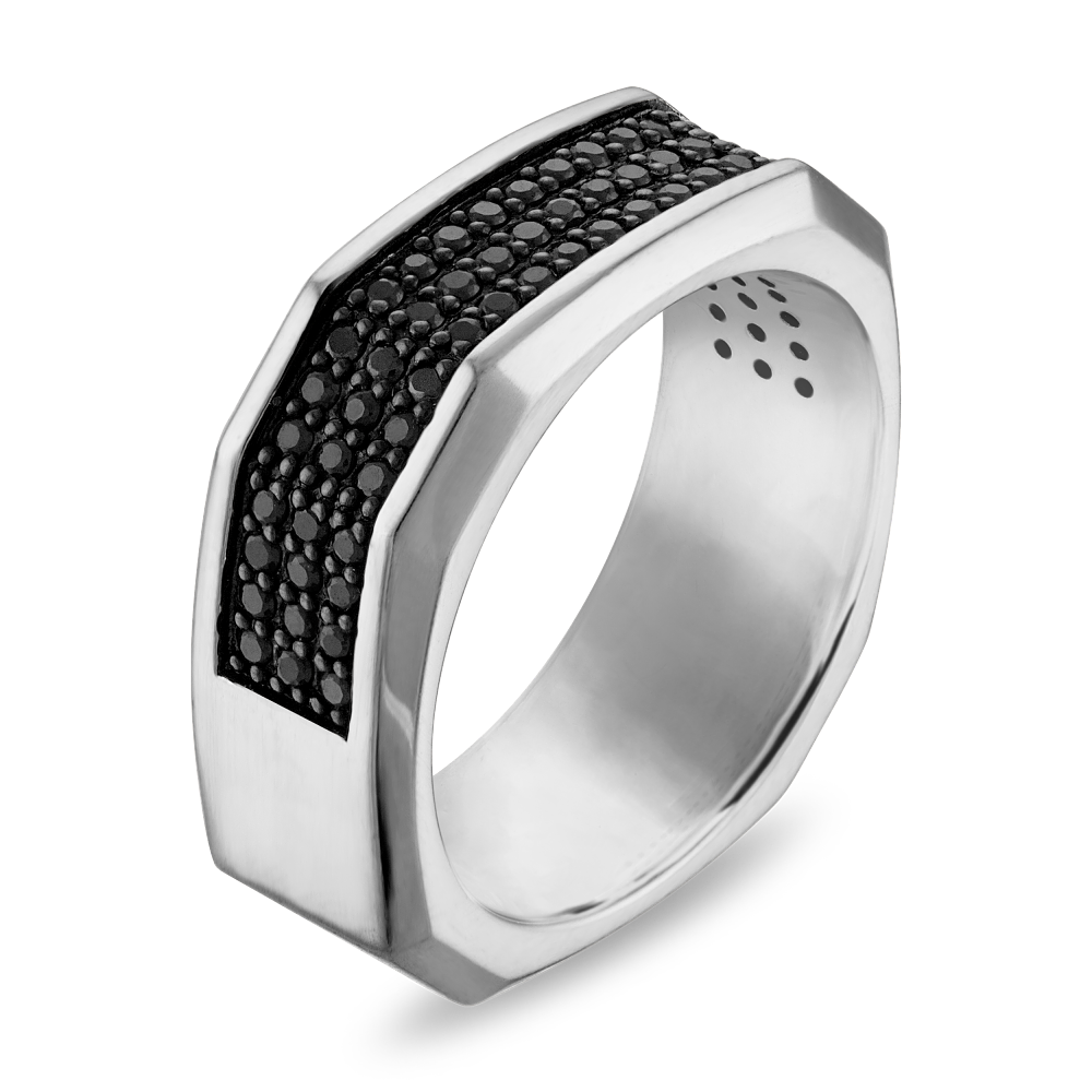 Bulova Icon 0.75 cttw Black Diamonds Mens Sterling Silver BVR1031-WSAA