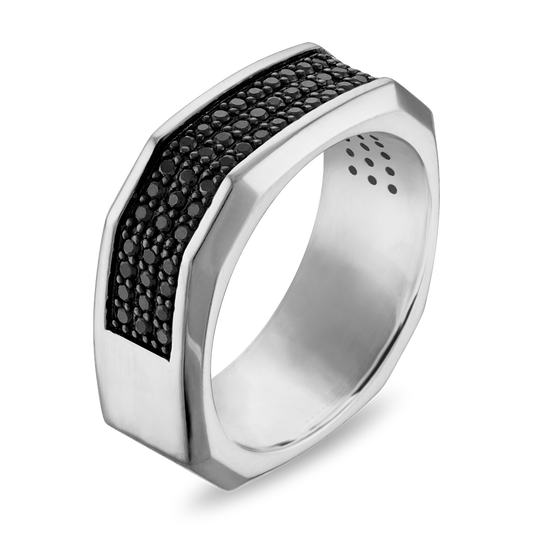 Bulova Icon 0.75 cttw Black Diamonds Mens Sterling Silver BVR1031-WSAA