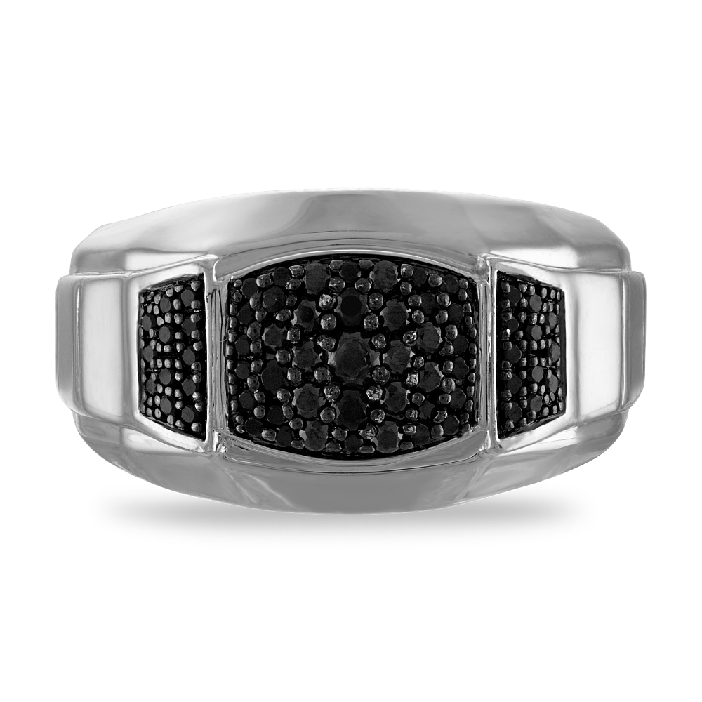 Bulova Icon 0.50cttw Black Diamonds Mens Ring Silver BVR1025-WSAA
