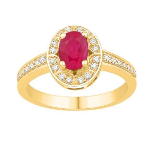 1.24 cttw Round Diamond Oval Shape Womens Ring 14k Yellow Gold