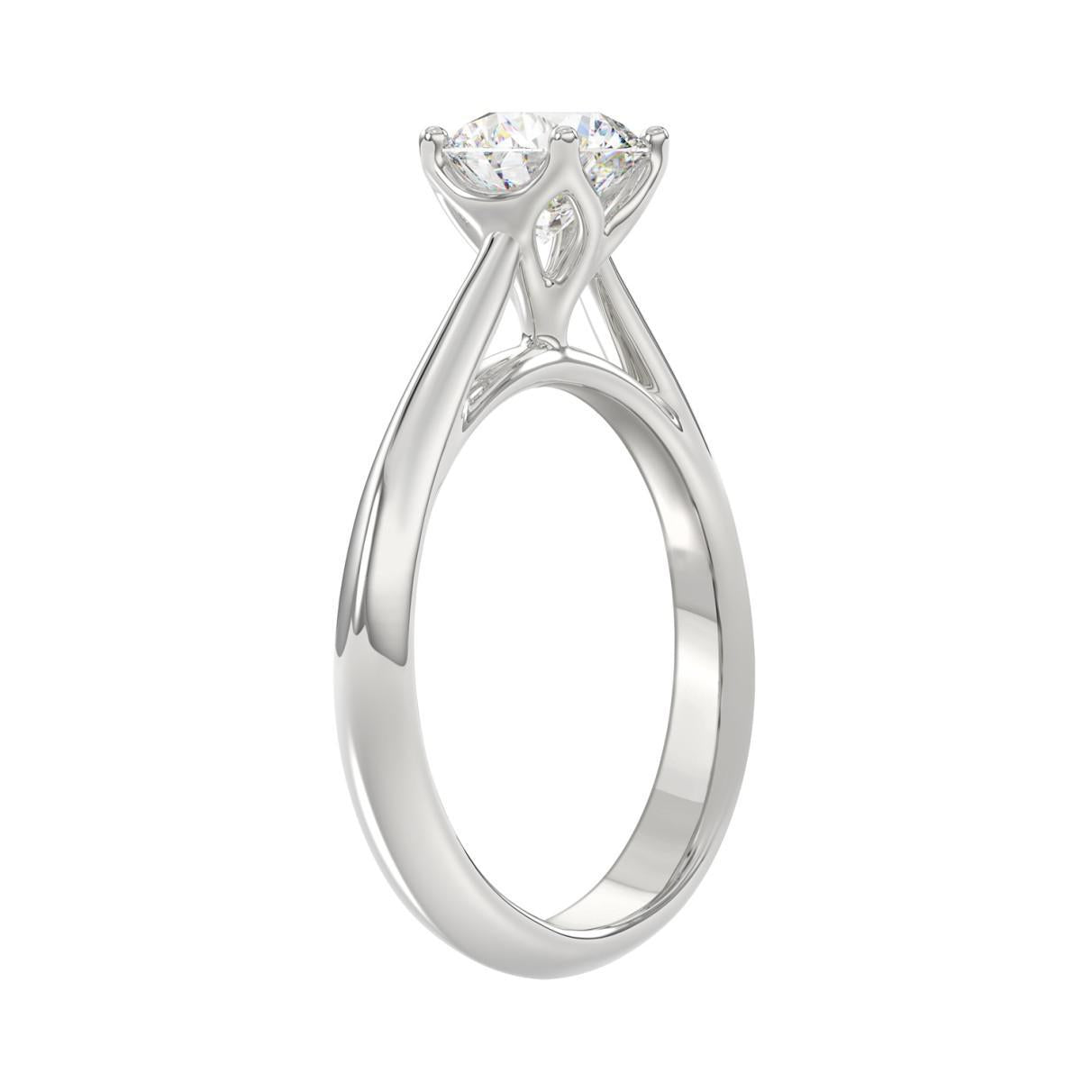 1 ct Lab Grown Round Diamond Solitaire Engagement Ring 14k White Gold
