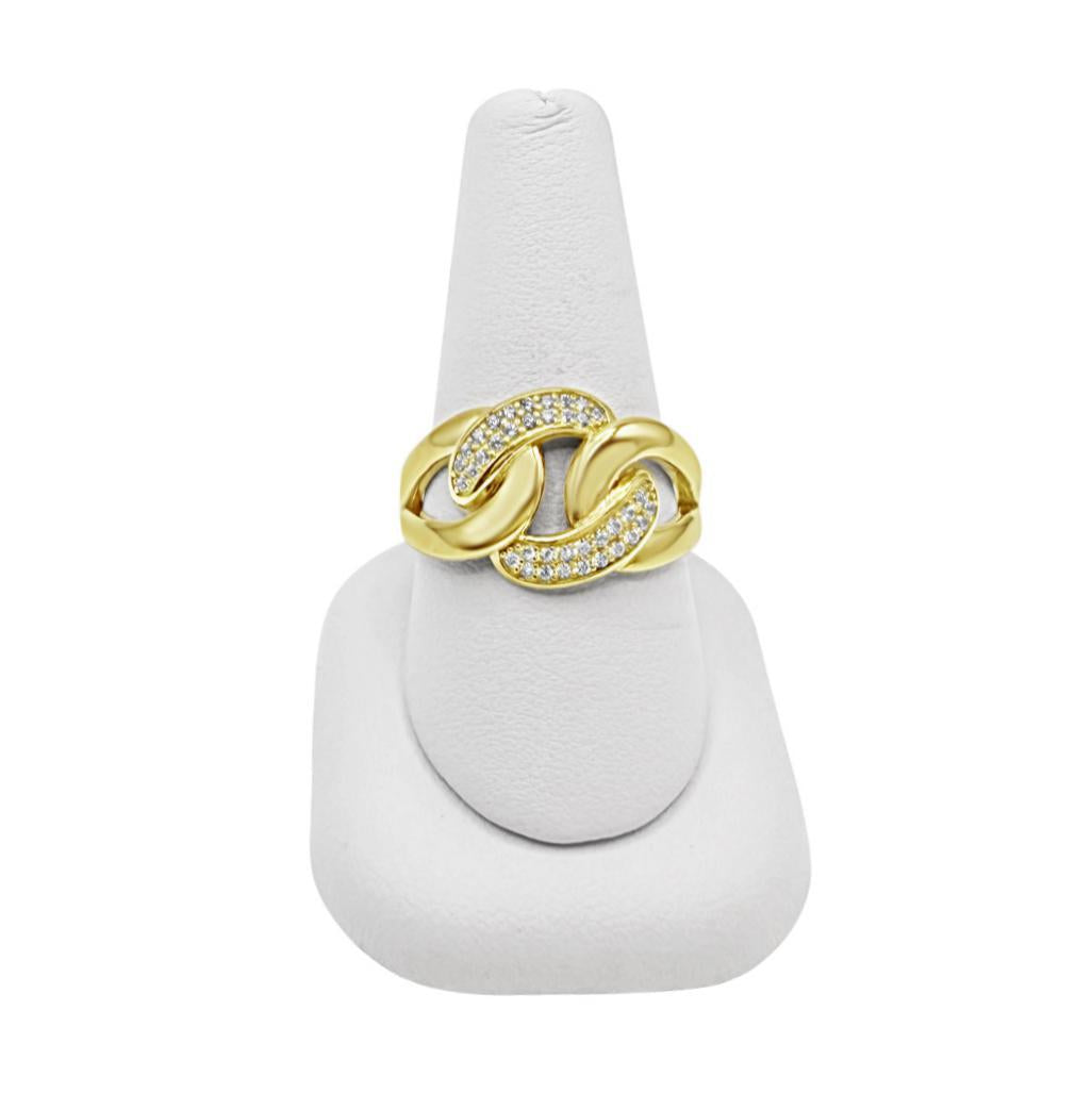10K Yellow Gold Cuban Link Chain Knot Ring Band Unisex