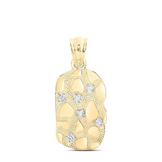 0.62ctw Diamond Nugget Dog Tag Pendant 10k Yellow Gold