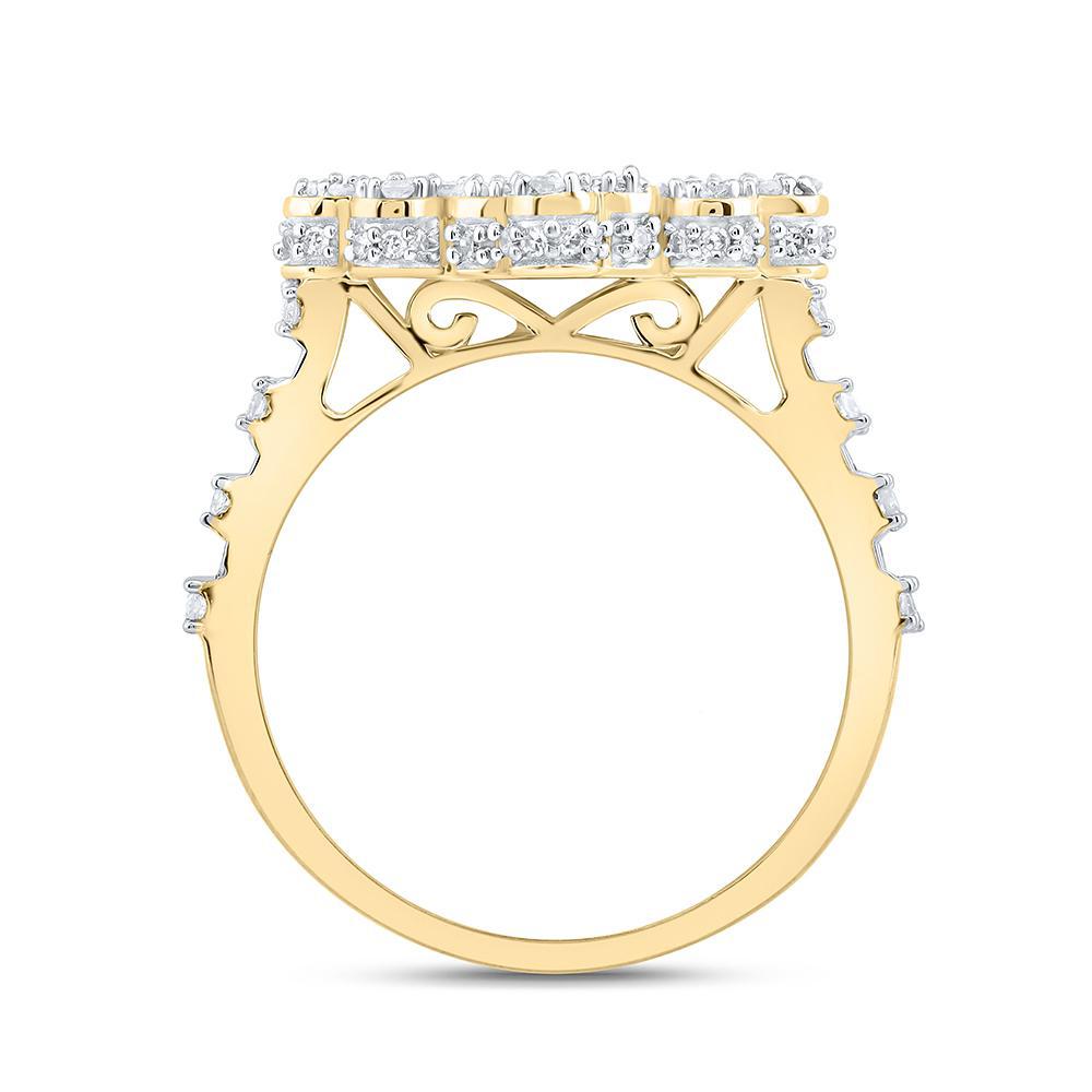 0.87 Cttw Diamond Baguette Cross Womens Ring 10k Yellow Gold