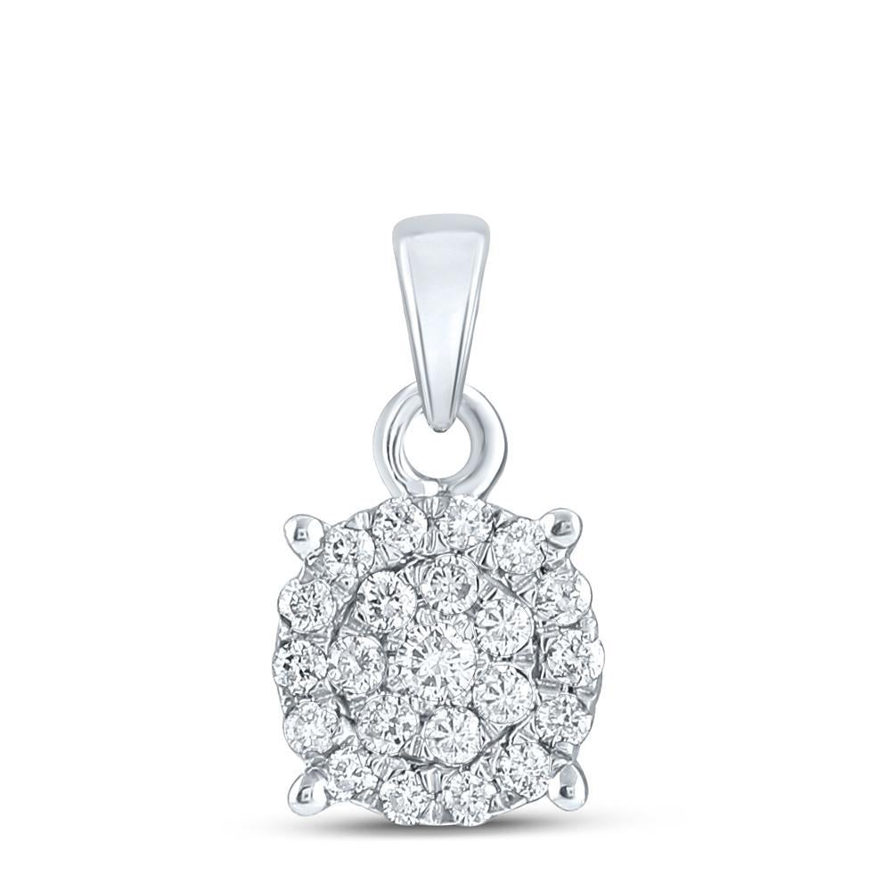 0.51ctw Diamond Pendant 10K White Gold Round Cluster Womens Charm