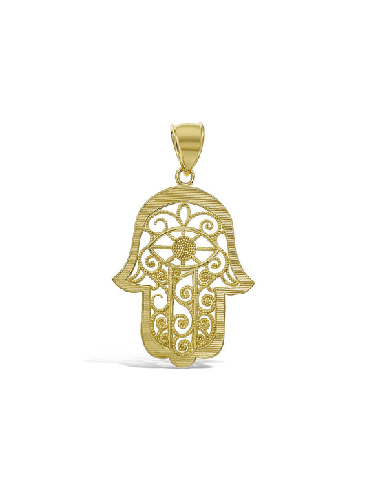 10k Yellow Gold Hand Palm Pendant Charm 1.8 inch