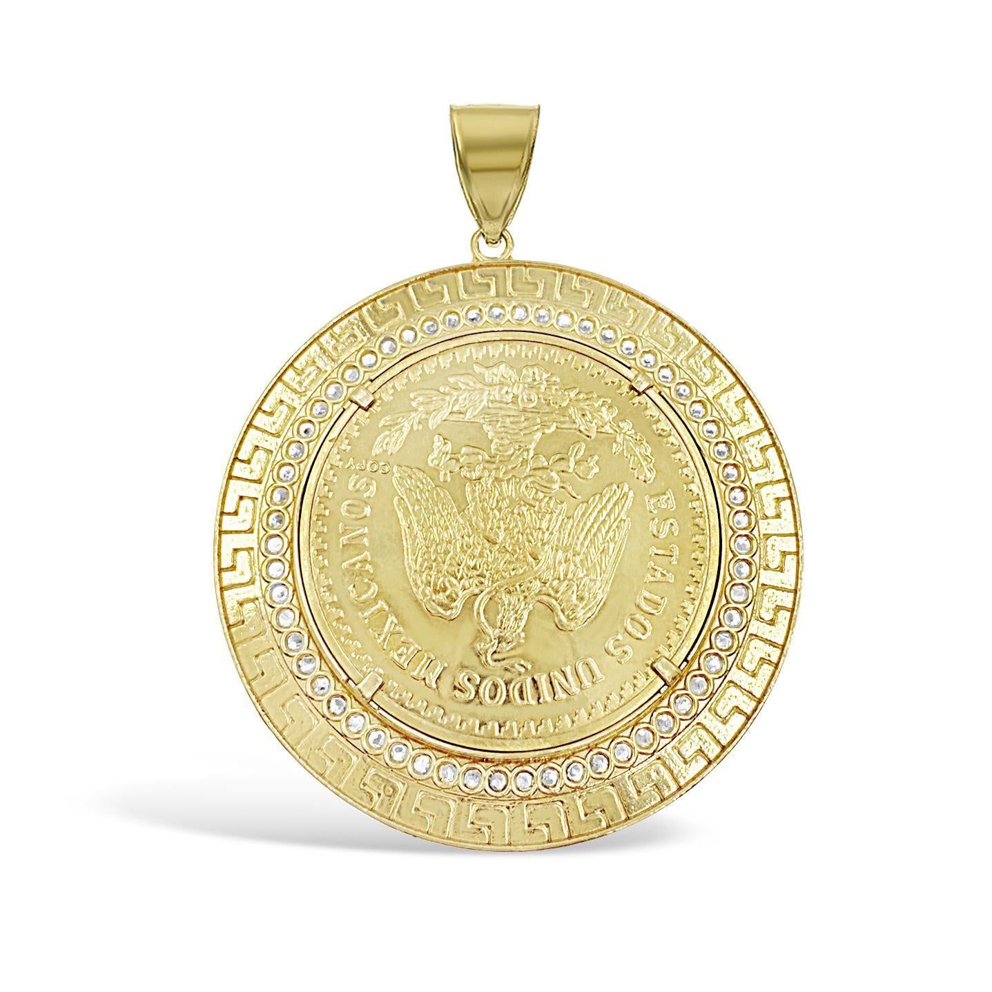 Real 14k Gold Solid Mexican Centenario 50 Pesos 1947 Coin Pendant