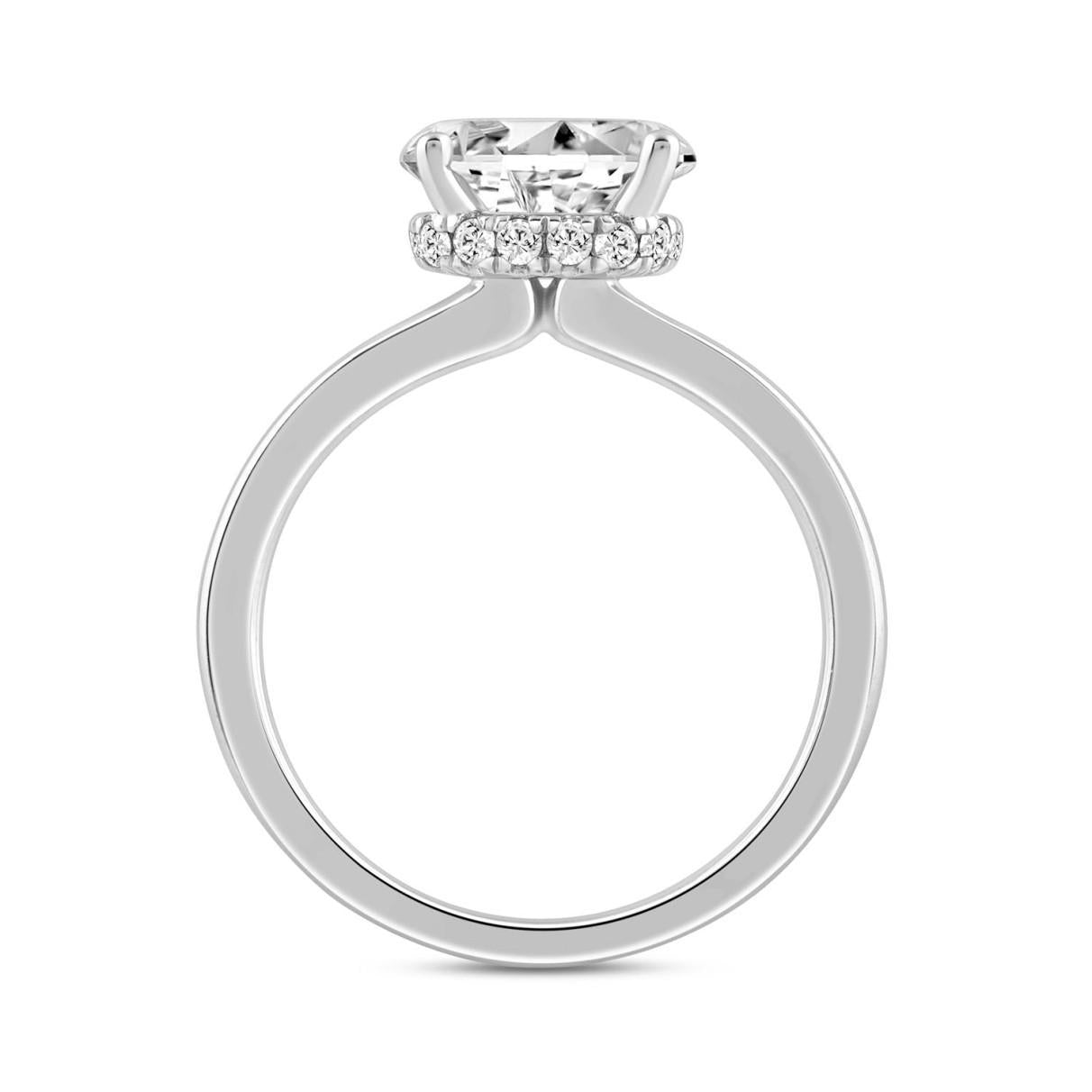 2.20 cttw Lab Grown Diamond East West Oval Halo Engagement Ring 14k White Gold