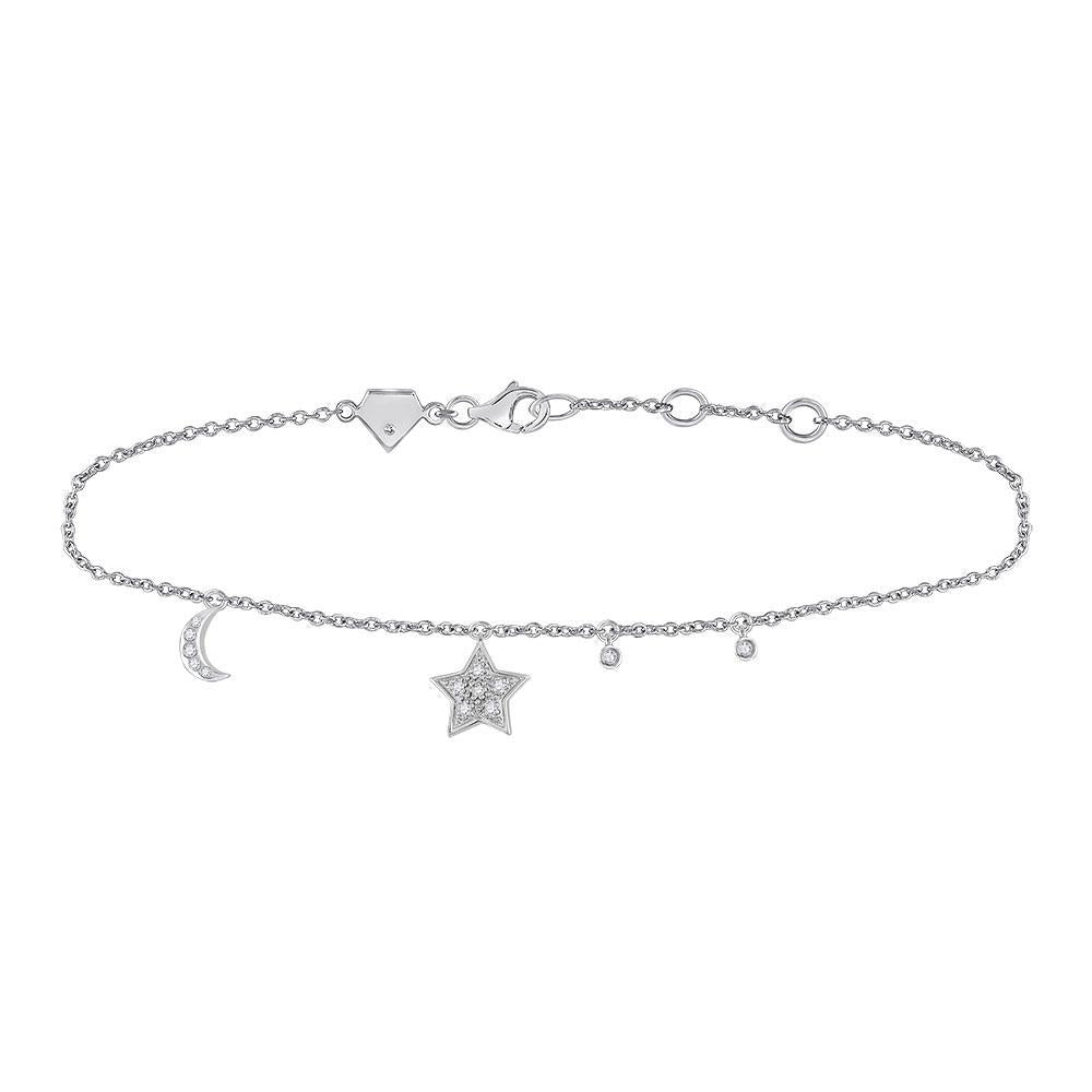 925 Silver Diamond hot Moon and star bracelet