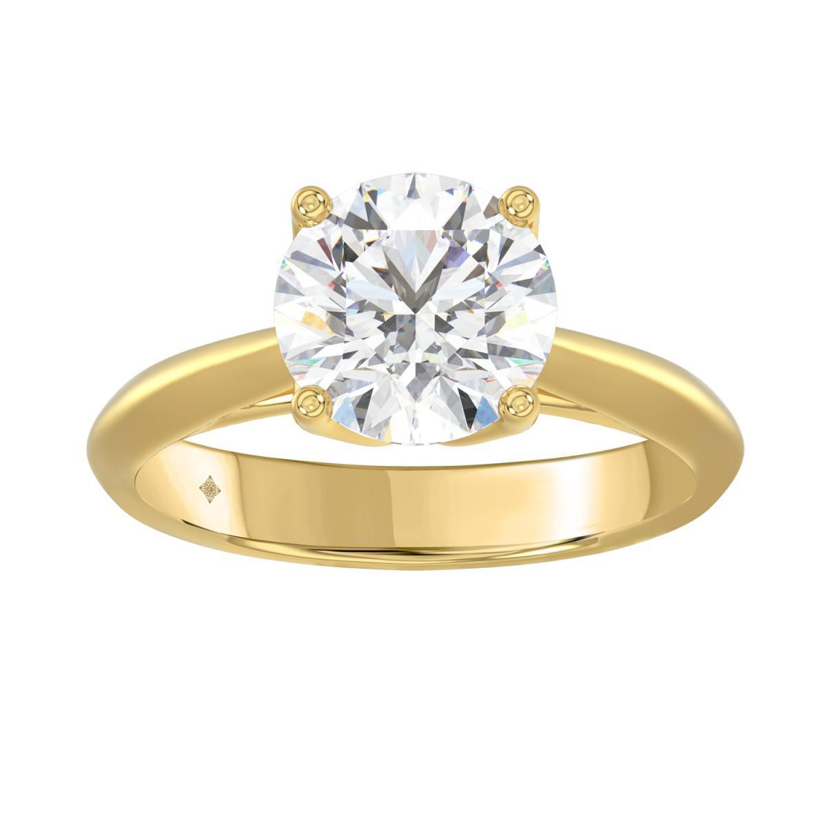 2.5 ct Lab Grown Diamond Solitaire IGI Certified Engagement Ring 14k Yellow Gold