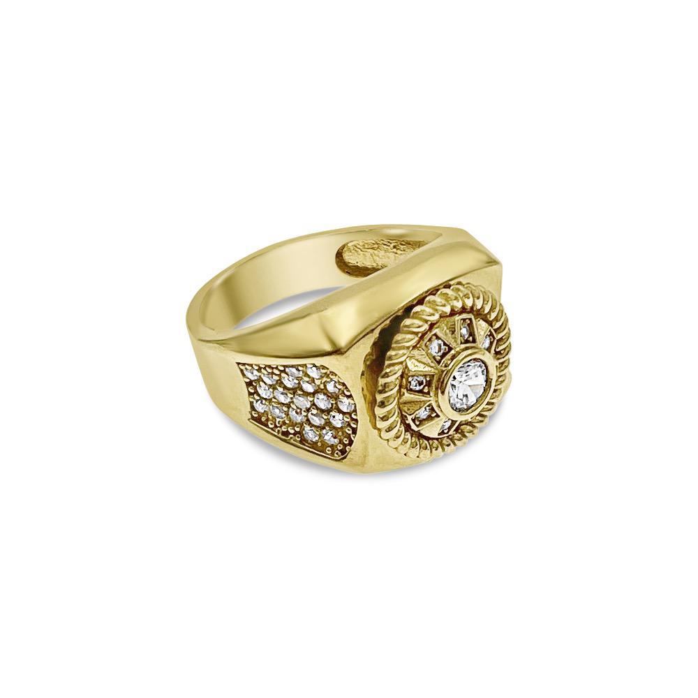 10k Yellow Gold Men's Signet Round Ring