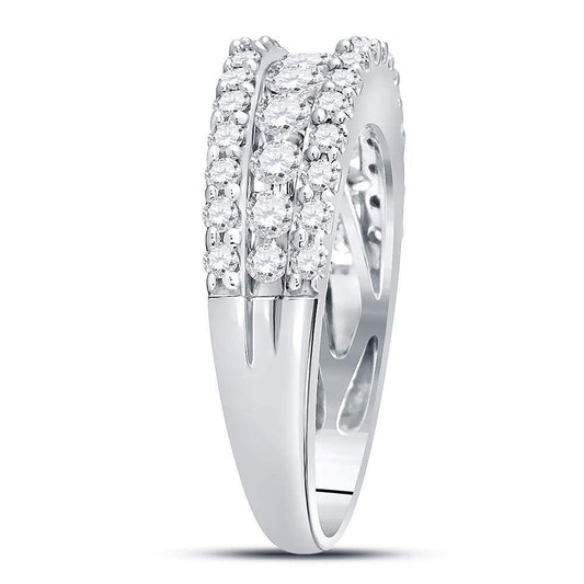 1 ctw Diamond Wedding Band Womens Triple Row Ring Band 14k White Gold