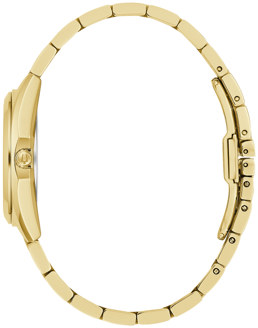 Bulova Surveyor Diamond Gold Tone Mother-of-Pearl White Dial Womens Watch 97P172
