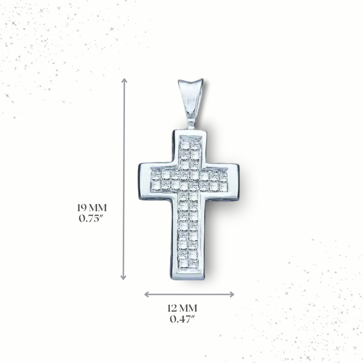 0.25 Ctw Princess Diamond Cross Religious Pendant 14k White Gold