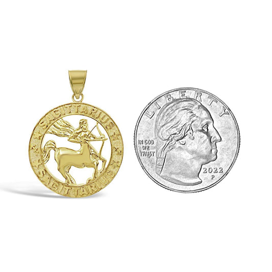 10k Yellow Gold Sagittarius Pendant Zodiac Star Sign