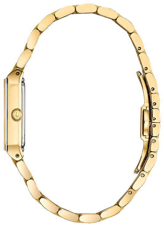 Bulova Quadra Diamond Gold Tone Ladies Watch 97P140