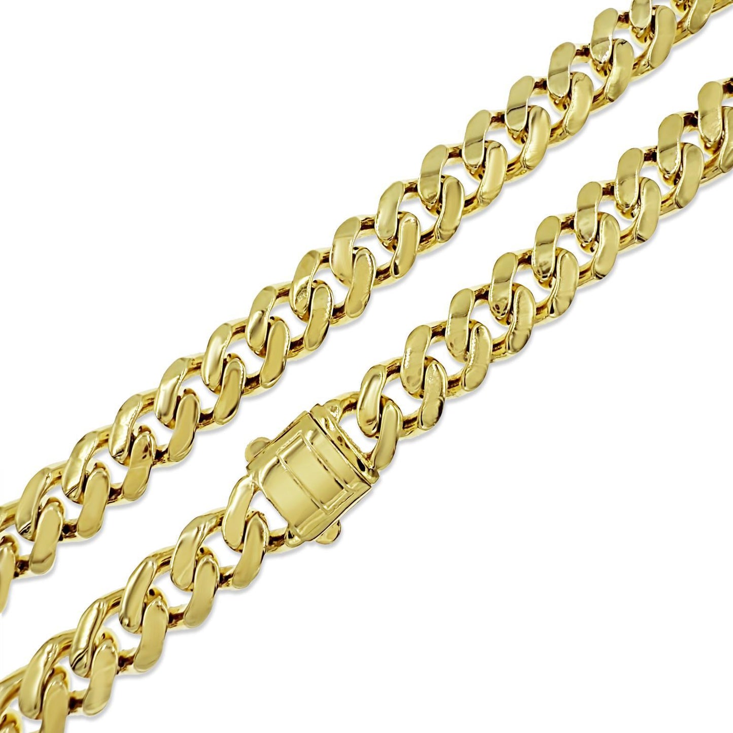 10k Yellow Gold Miami Cuban Link 10mm Chain Mens Necklace