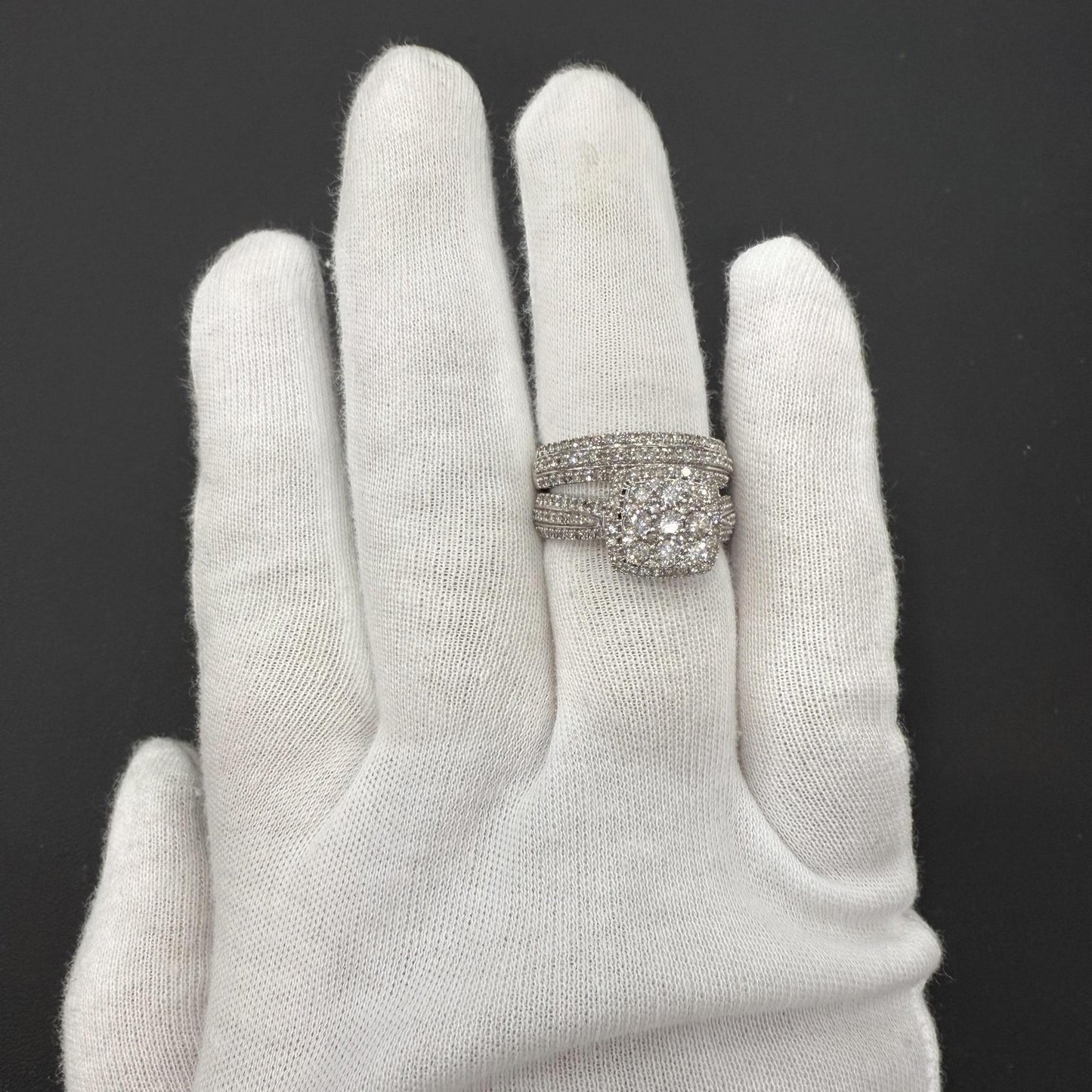 1.50cttw Diamond Cushion Shape Bridal Wedding Ring Set 10k White Gold