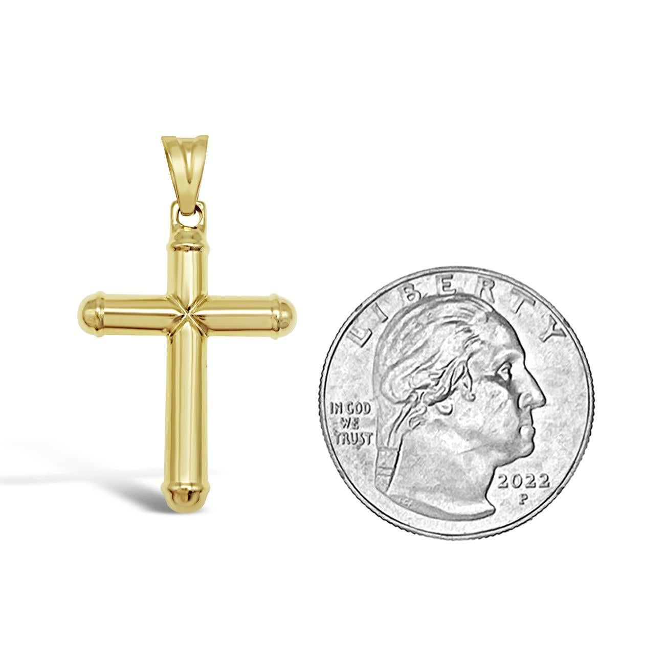 10K Yellow Gold Plain Cross Pendant