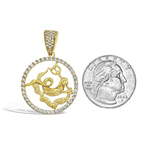 14k Yellow Gold Aquarius Pendant Zodiac Star Sign