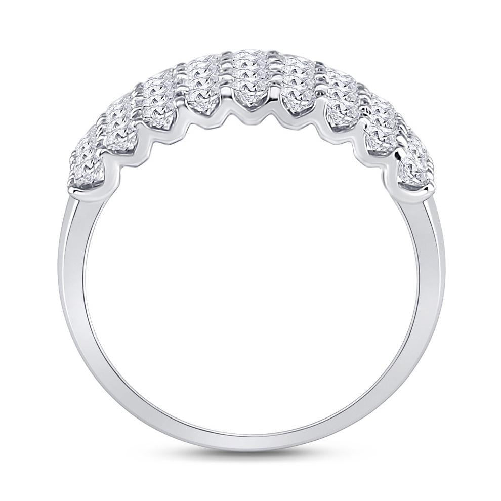 2 Cttw Round Diamond Anniversary Womens 4 Row Band Ring 14k White Gold