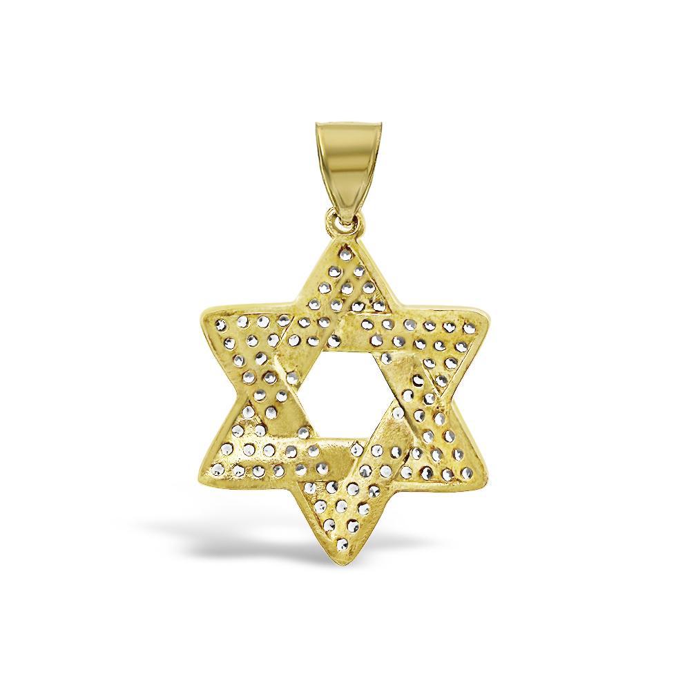 Star of David Pendant Charm 10k Yellow Gold 1.1 inch