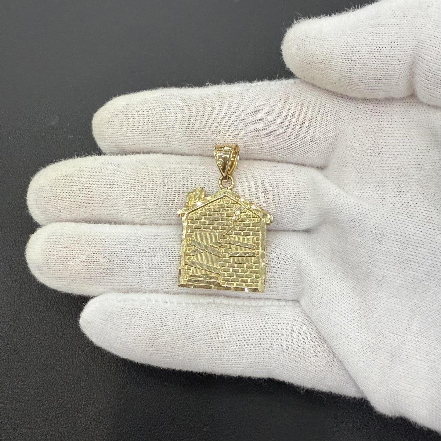 10k Yellow Gold Trap House Charm 1.4"