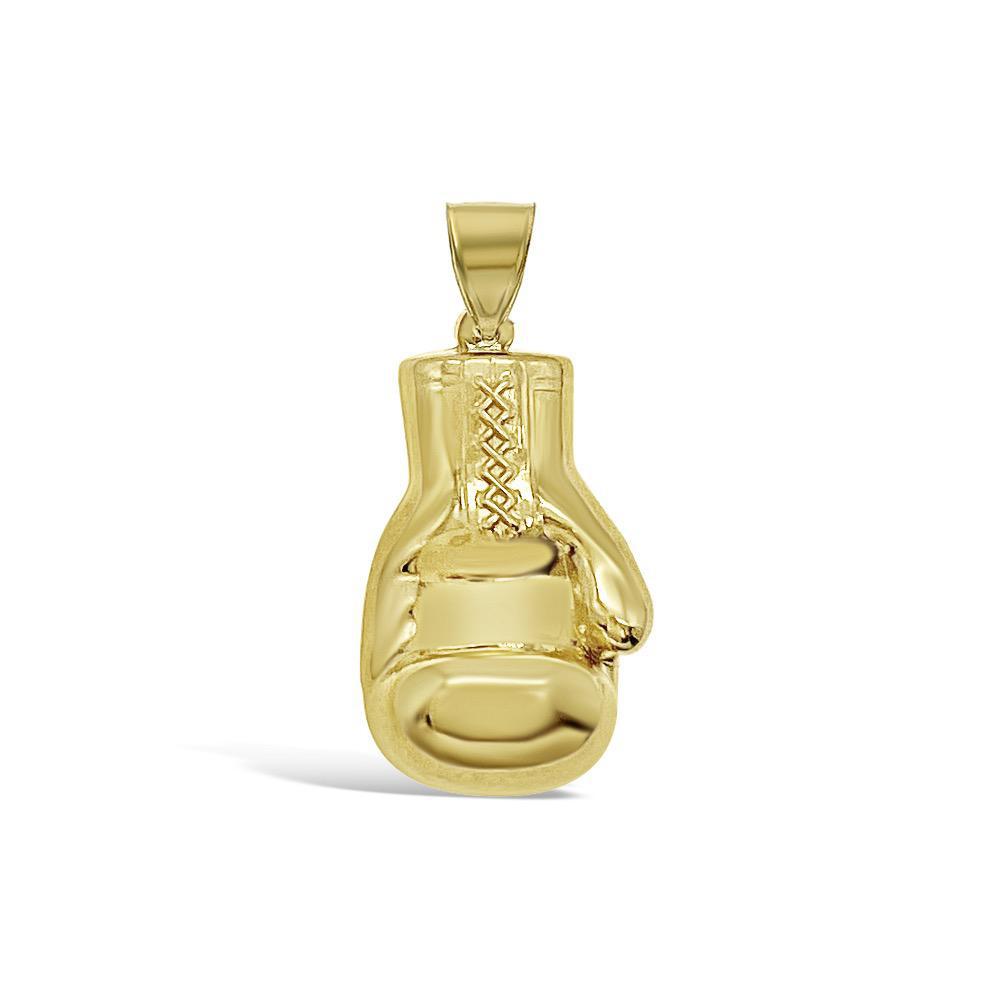 Boxing Glove Pendant Sport Charm 10k Yellow Gold 1.3 inch