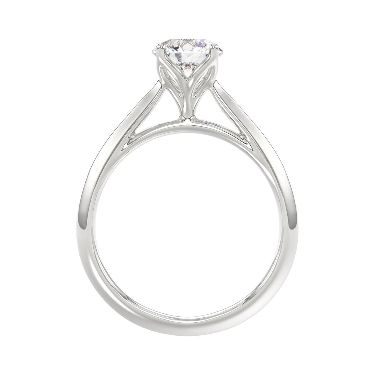 1 ct Lab Grown Round Diamond Solitaire Engagement Ring 14k White Gold