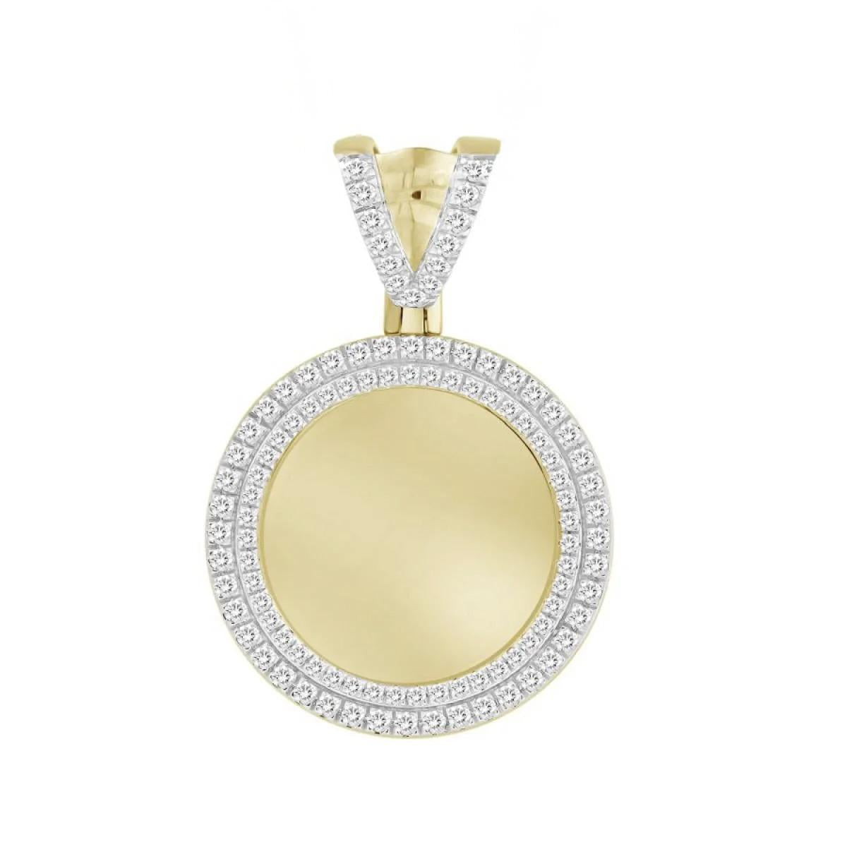 1 Cttw Diamond Memory Picture Frame Pendant Round Charm 10k Yellow Gold