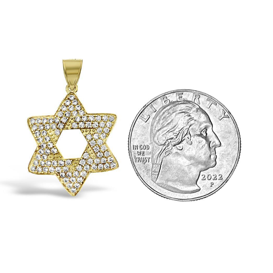 Star of David Pendant Charm 10k Yellow Gold 1.1 inch