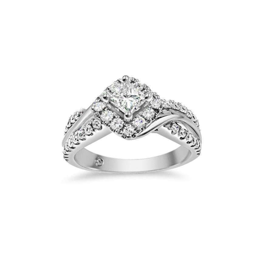 0.79 cttw Diamond Princess Engagement Ring 14k White Gold Split Shank Band