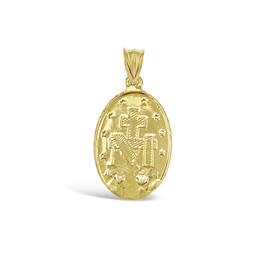 10K Yellow Gold Miraculous Medal Virgin Mary Pendant