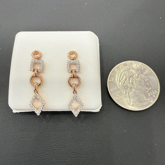 0.33Cttw Diamond Geometric Dangle Earrings Stud 14k Rose Gold Screw Back
