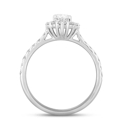 1.25ctw Lab Grown Oval Diamond Halo Engagement Ring 14k White Gold