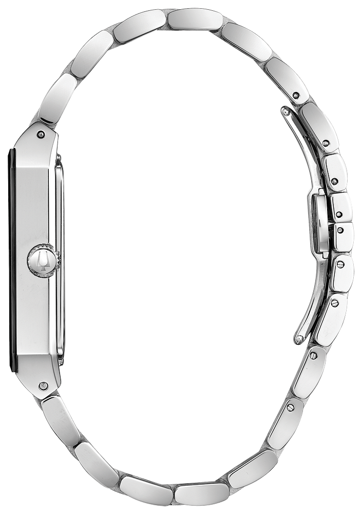 Bulova Quadra Diamonds Black Dial Mens Watch 96D145