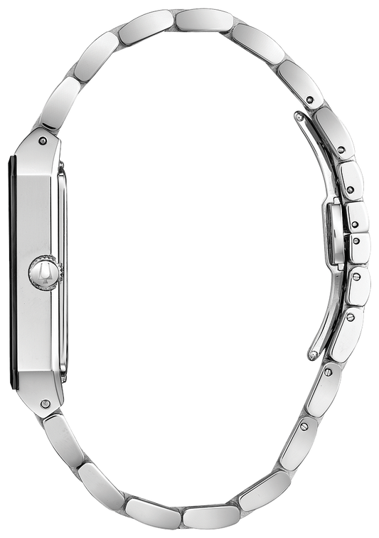 Bulova Quadra Diamonds Black Dial Mens Watch 96D145