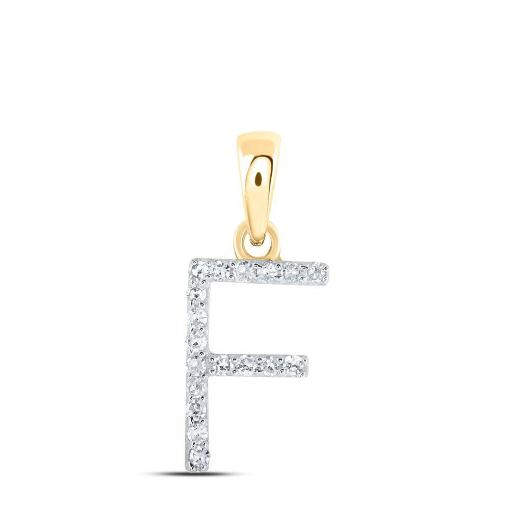 Diamond Letter Initial F Pendant Charm 10k Yellow Gold