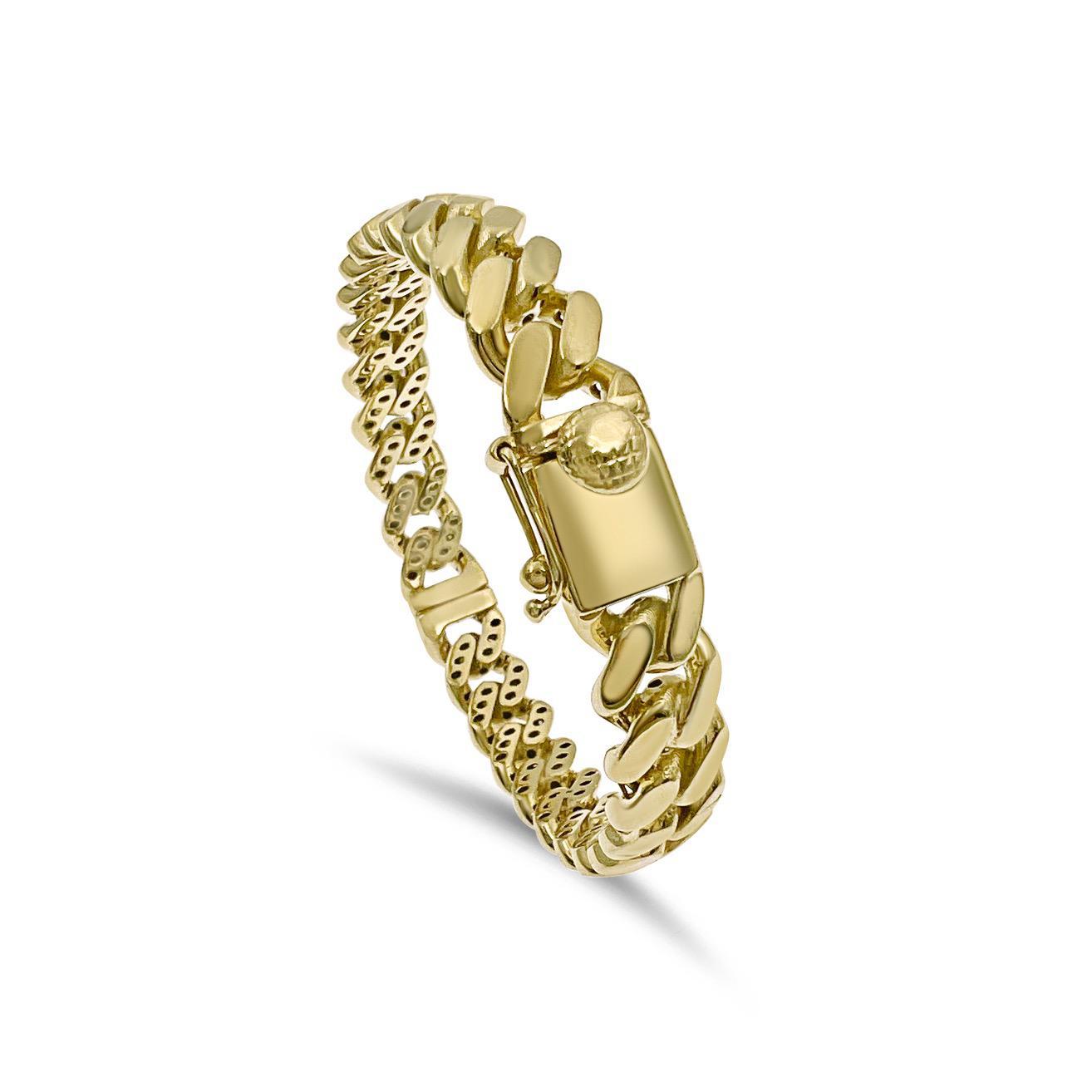 10K Yellow Gold Cuban Link Hinged Bangle Bracelet