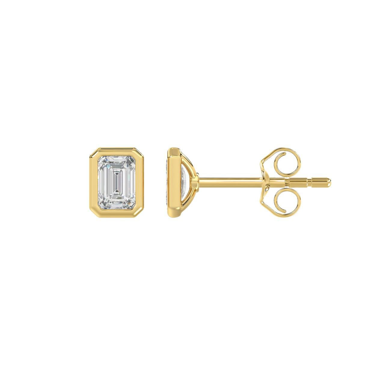 1 ct Lab Grown Emerald Diamond Solitaire Stud Earrings 14k Gold Screw Back