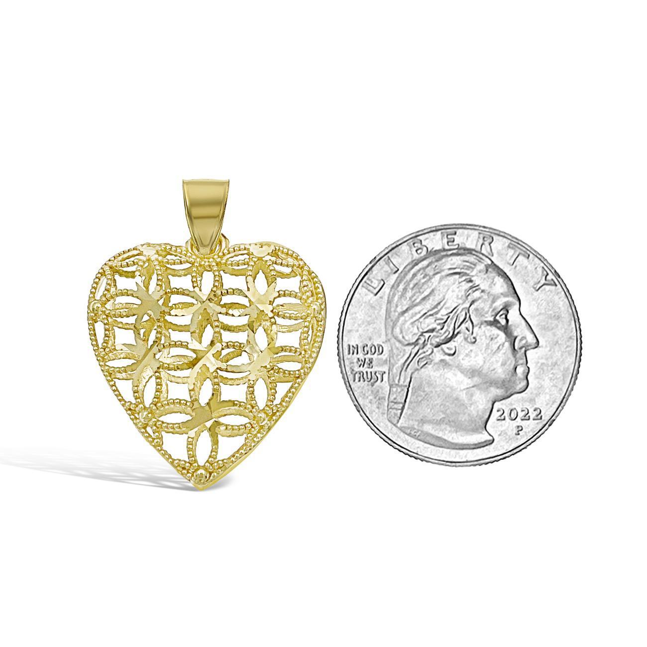 10k Gold Heart Love Pendant Charm