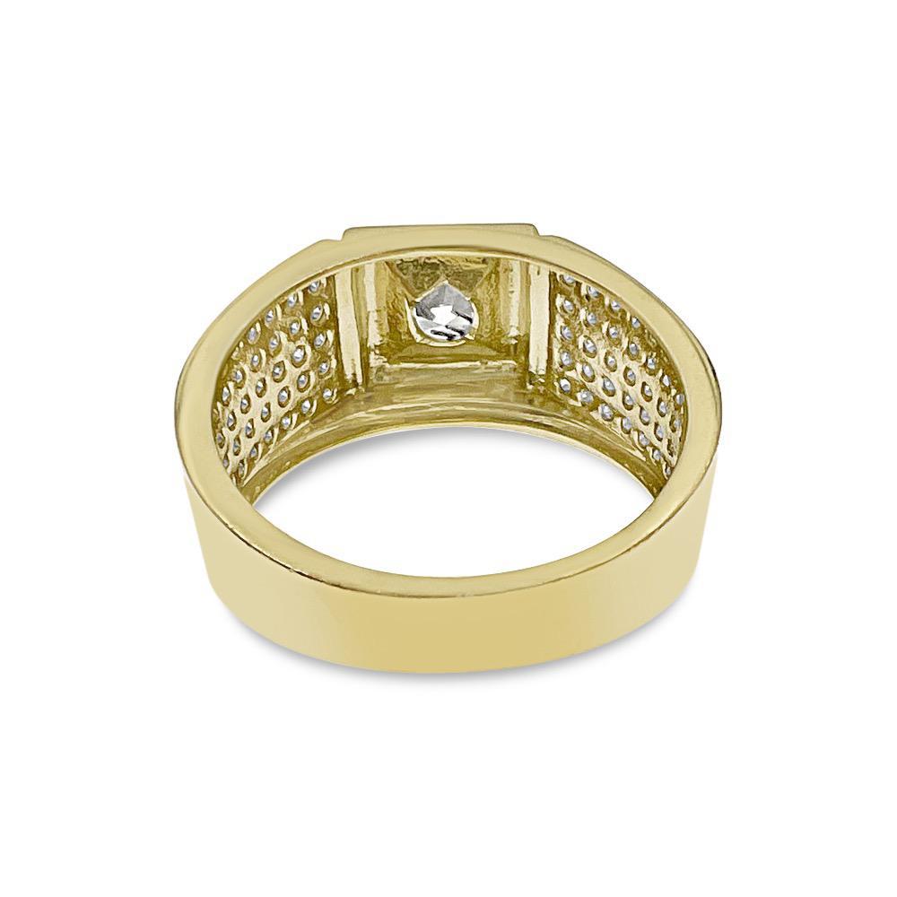 10k Yellow Gold Signet Pinky Mens Ring Band CZ